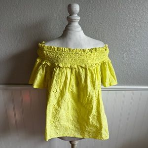 Yellow Ruffle Off the Shoulder Top
